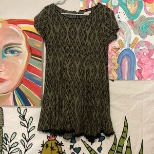 Silence + Noise Olive and Black shift dress